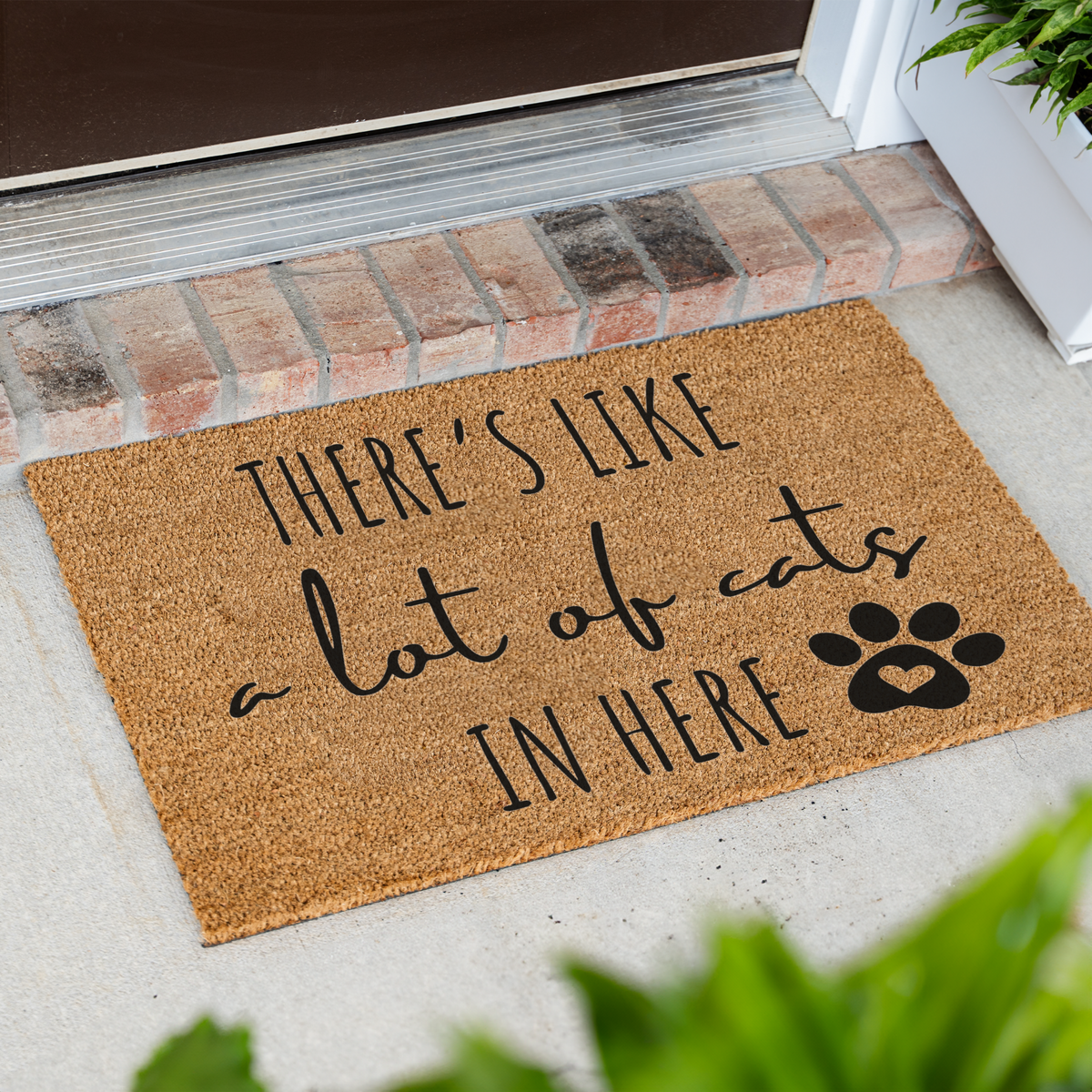 Funny Cat Doormat, There's Like a Lot of Cats in Here Welcome Mat, Cat Lover Gift, Paw Print Door Mat, Funny Pet Home Decor