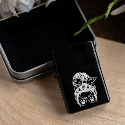 Dog Mom Windproof Lighter | Funny Dog Lover Gift | Refillable Engraved Lighter | Dog Mom Everyday Carry | Pet Lover Gift