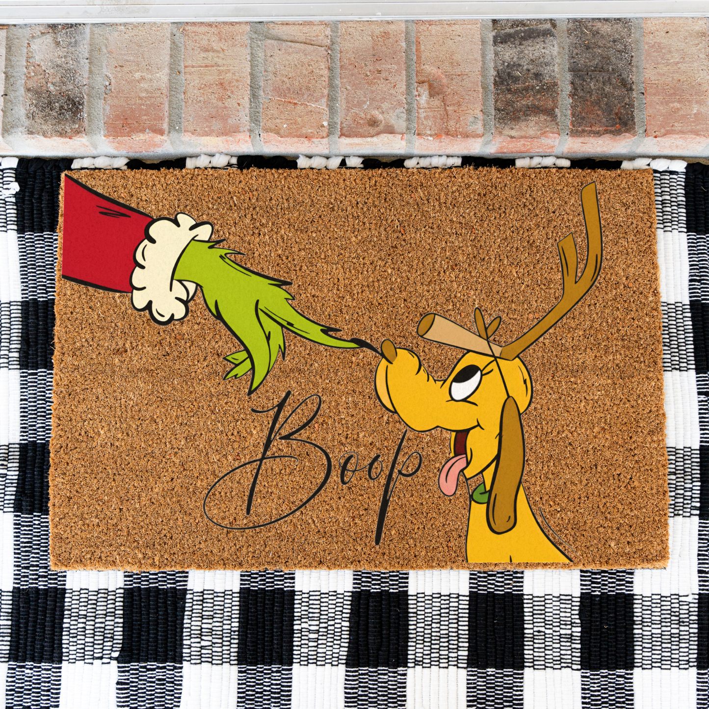 Christmas Doormat, Funny Holiday Welcome Mat, Grinch Inspired Entryway Rug, Indoor Outdoor Decor