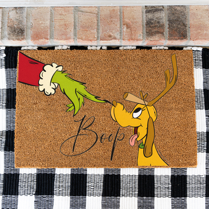 Christmas Doormat, Funny Holiday Welcome Mat, Grinch Inspired Entryway Rug, Indoor Outdoor Decor