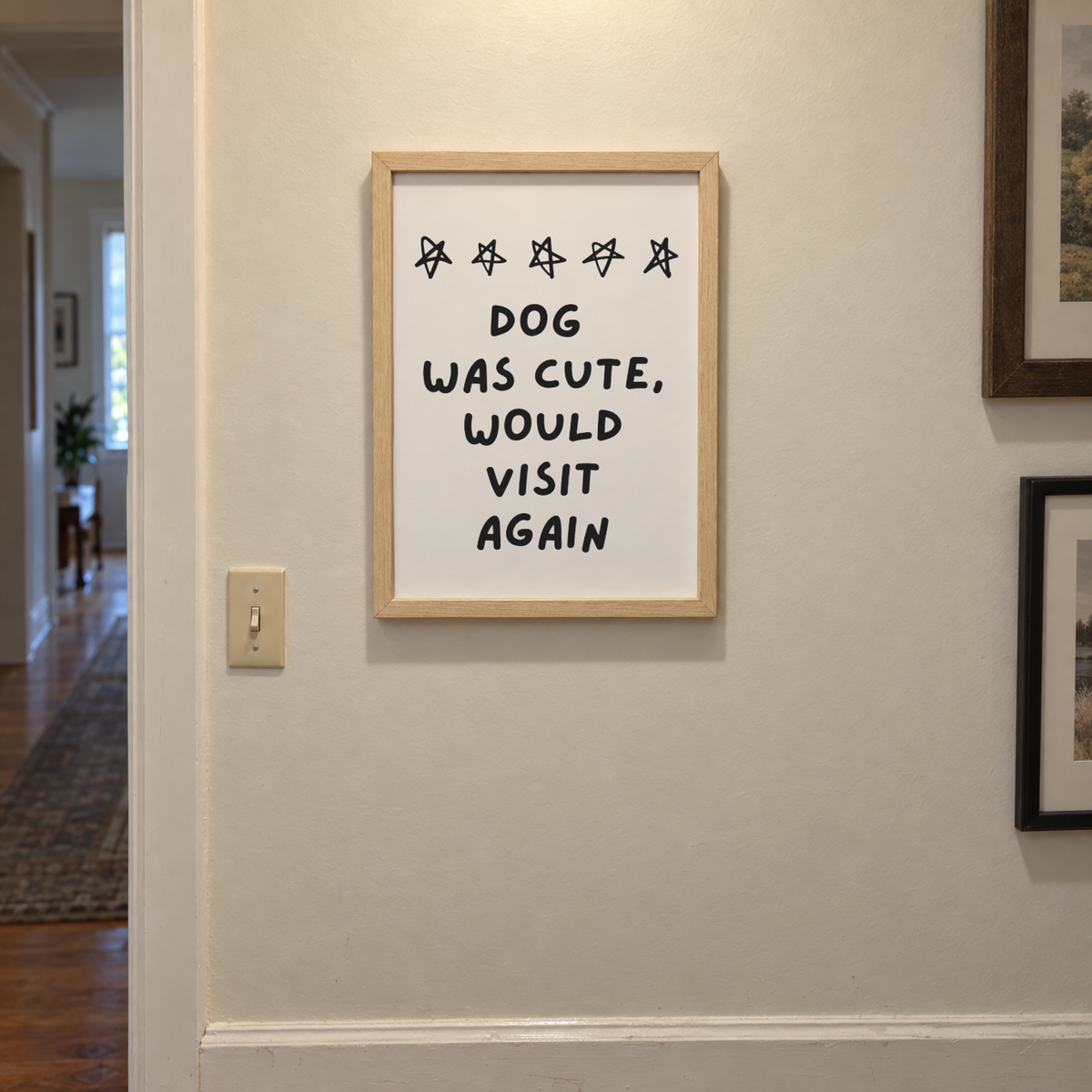 Funny Dog Sign, Dog Was Cute Would Visit Again Sign, 3x2 Ft Wooden Framed Wall Sign, Dog Lover Home Decor, Funny Pet Wall Art