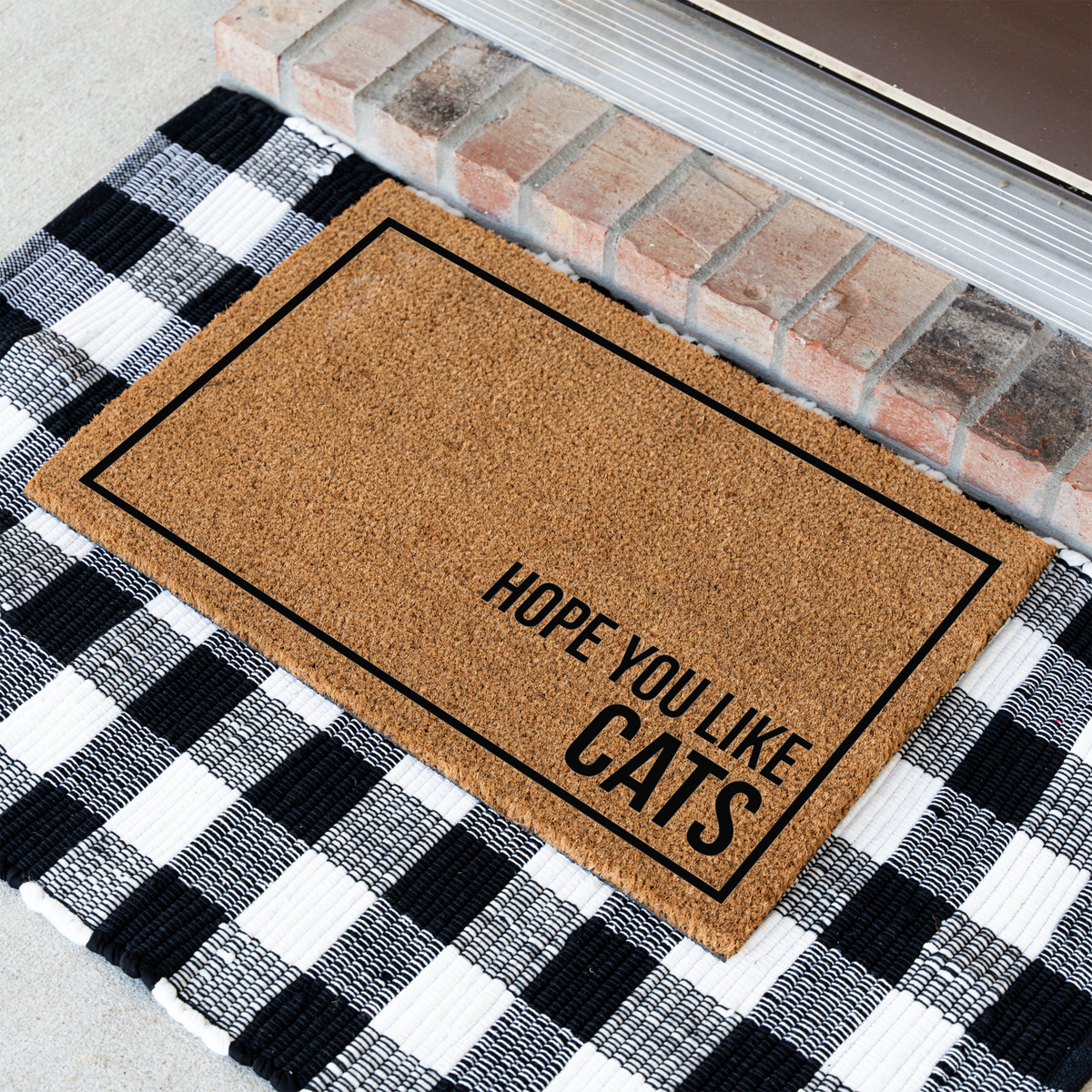 Hope You Like Cats Doormat, Funny Cat Welcome Mat, Cat Lover Gift, Cat Owner Door Mat, Minimalist Housewarming Gift, Front Door Cat Decor