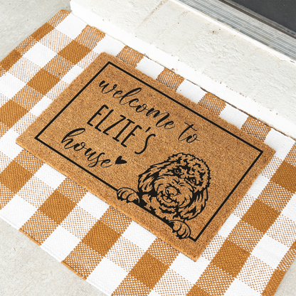 Personalized Doodle Welcome Doormat, Funny Welcome Mat, Outdoor Front Door Decor, Dog Doormat Funny, Custom Doormat