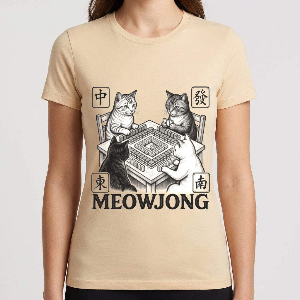 Meowjong Shirt, Funny Cat Mahjong T Shirt, Mahjong Cat Lover Gift, Cats Playing Mahjong Tee, Mah Jong Game Night Shirt for Women