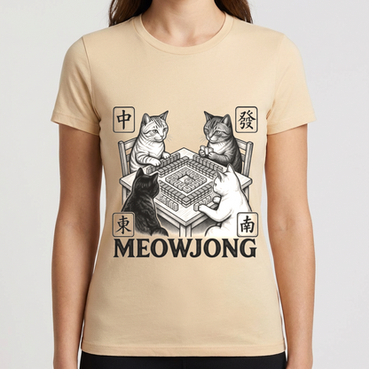 Meowjong Shirt, Funny Cat Mahjong T Shirt, Mahjong Cat Lover Gift, Cats Playing Mahjong Tee, Mah Jong Game Night Shirt for Women
