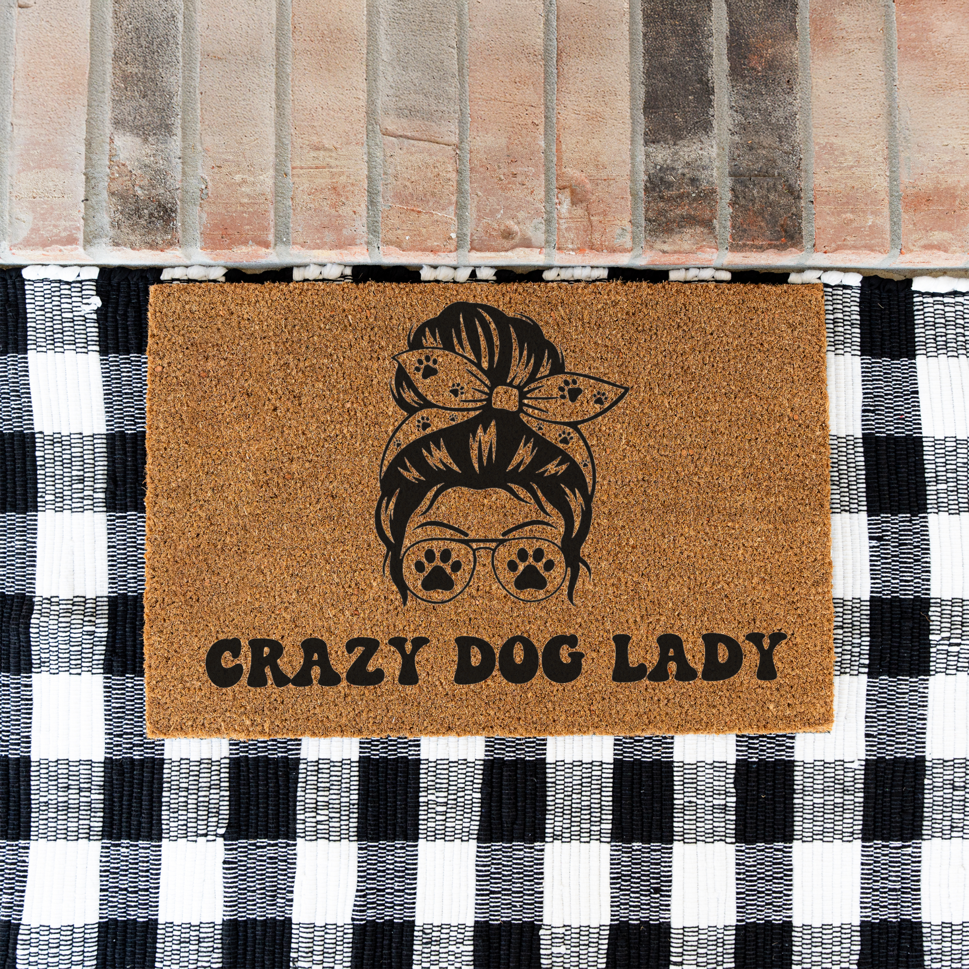 Crazy Dog Lady Doormat | Funny Dog Lover Welcome Mat | Dog Mom Front Door Mat | Pet Lover Housewarming Gift | Outdoor Entry Rug