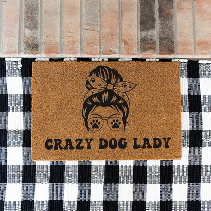 Crazy Dog Lady Doormat | Funny Dog Lover Welcome Mat | Dog Mom Front Door Mat | Pet Lover Housewarming Gift | Outdoor Entry Rug