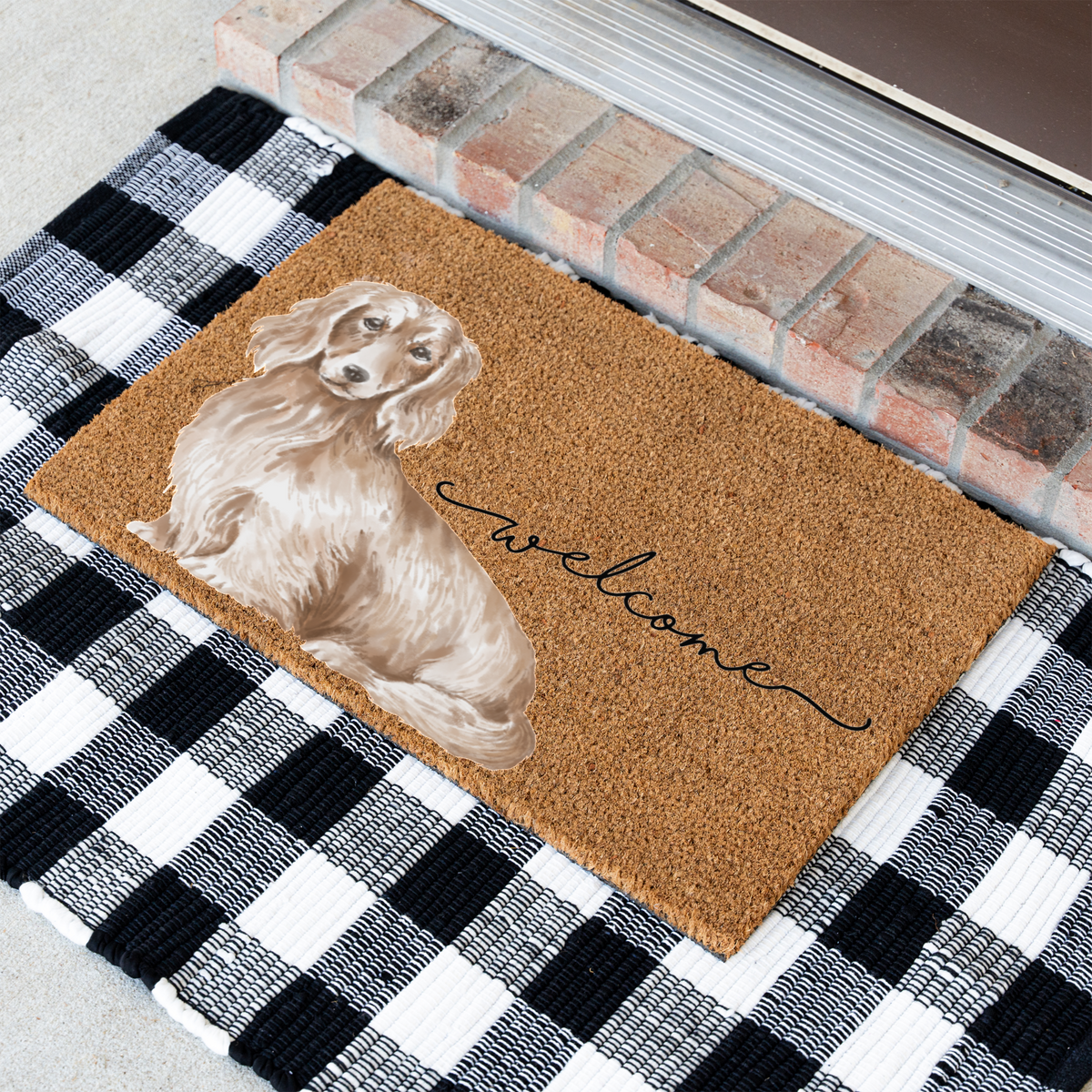 Long Haired Dachshund Doormat, Dachshund Welcome Mat, Wiener Dog Lover Gift, Dachshund Mom Gift, Cute Dog Porch Decor, Front Door Mat