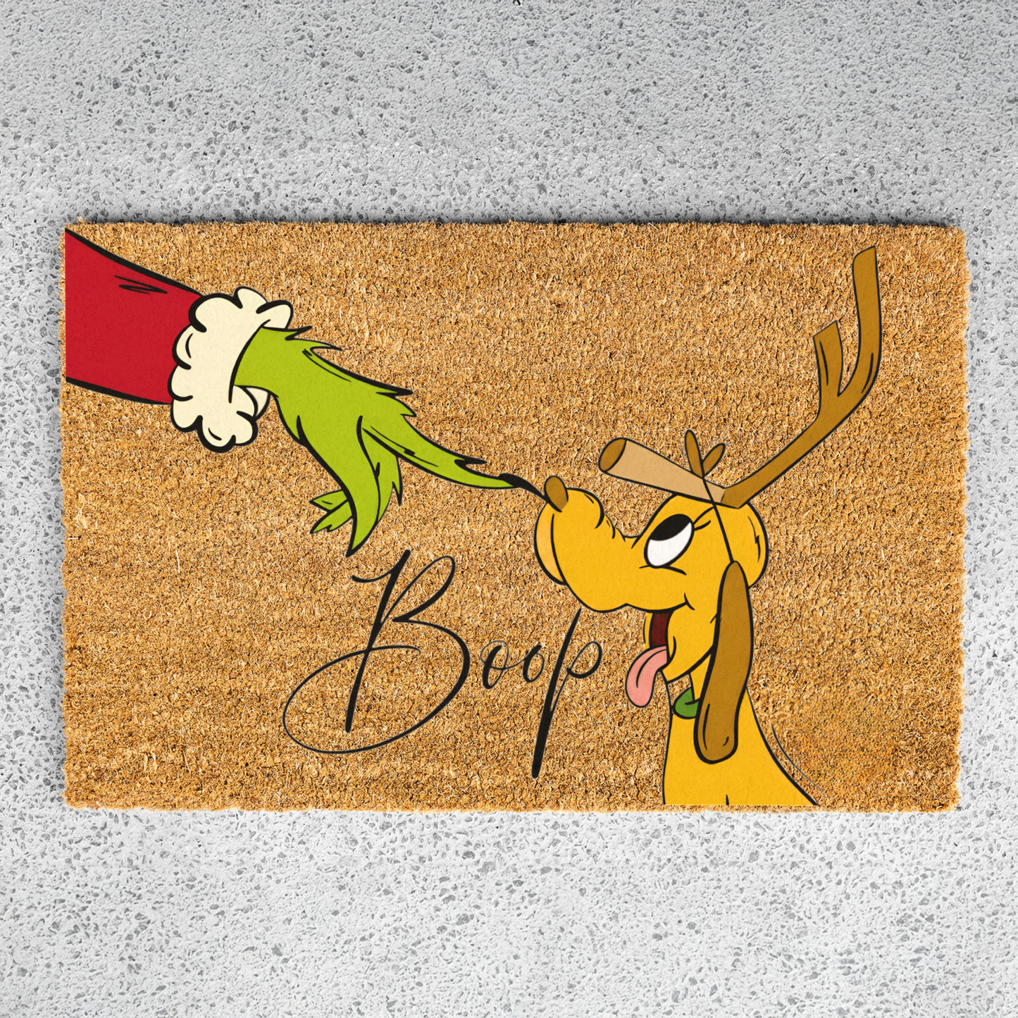 Christmas Doormat, Funny Holiday Welcome Mat, Grinch Inspired Entryway Rug, Indoor Outdoor Decor