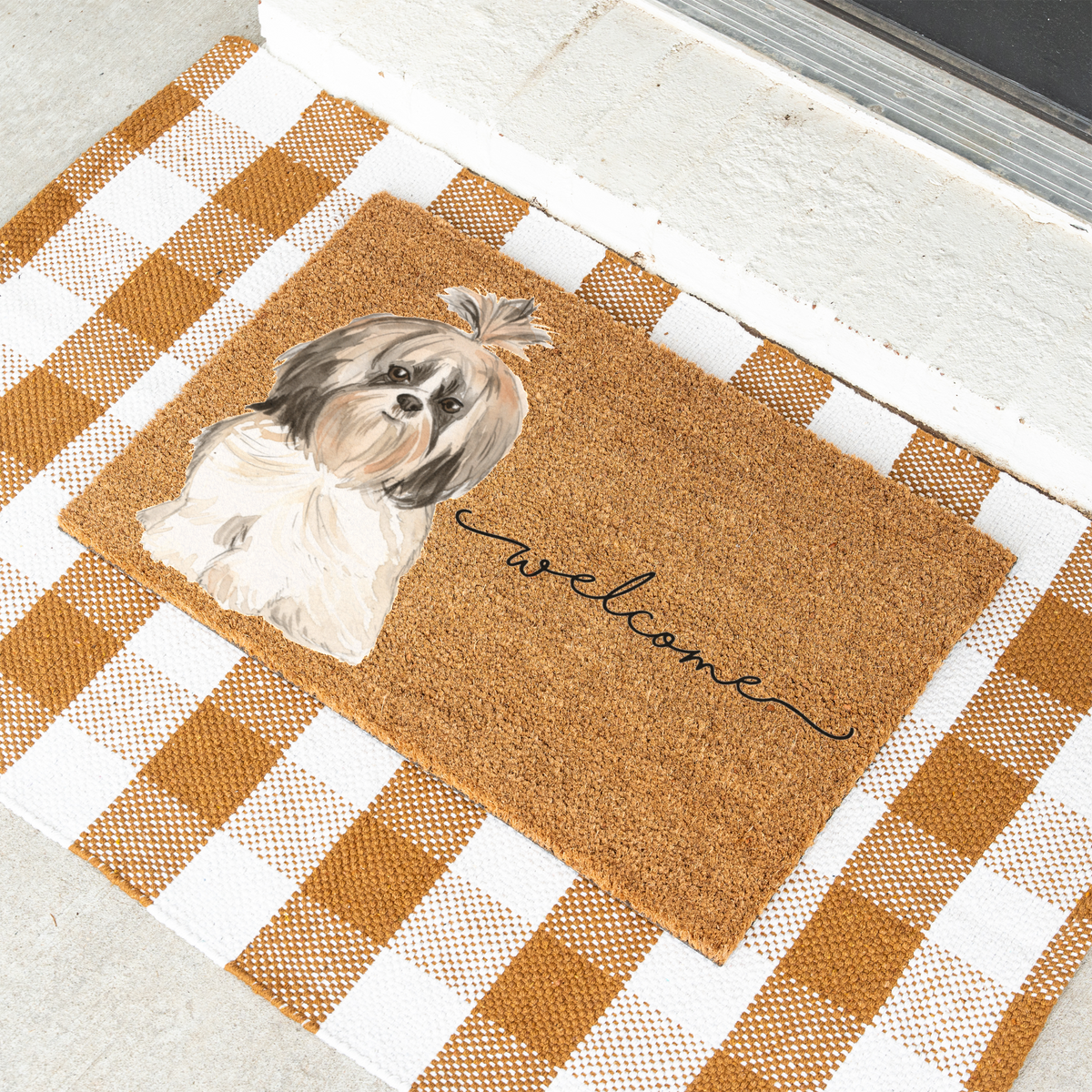 Watercolor Shih Tzu Welcome Mat