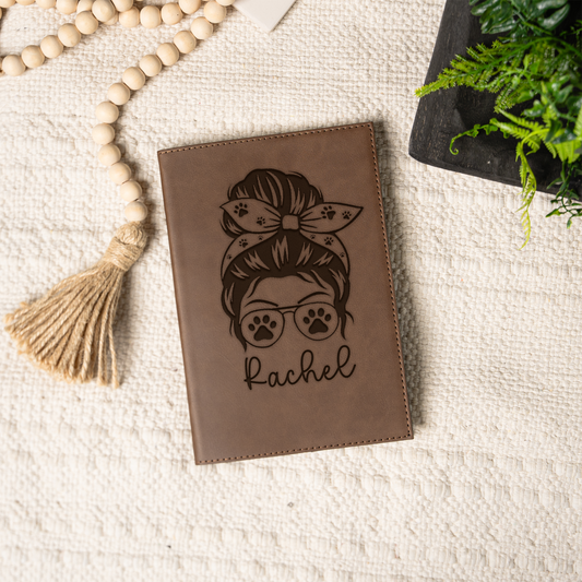 Personalized Dog Mom Leather Journal | Custom Dog Lover Notebook | Personalized Pet Mom Journal | Gift for Dog Moms | Custom Name Writing Journal