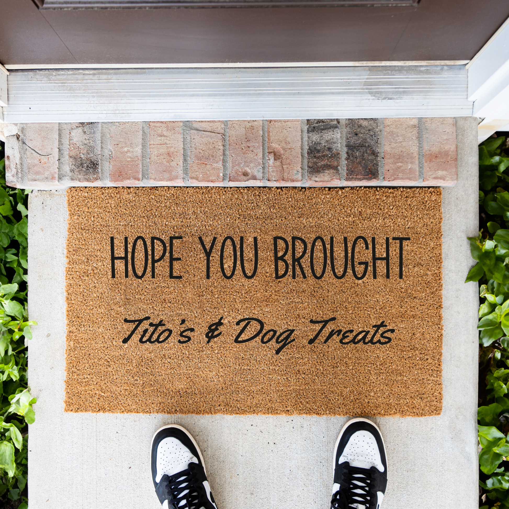 Hope Your Brought Tito's and Dog Treats Funny Dog Doormat, Funny Dog Welcome Mat, Durable Coir Door Mat, Dog Door Mat