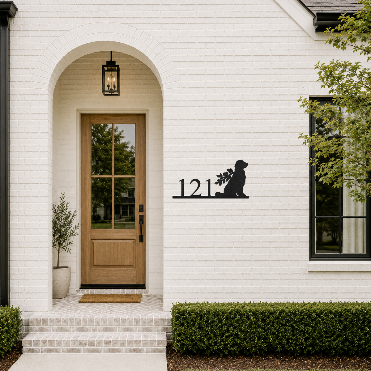 Personalized Golden Retriever House Number Sign, Custom Address Sign, Metal Dog Address Plaque, Golden Retriever Gift, Outdoor Home Decor