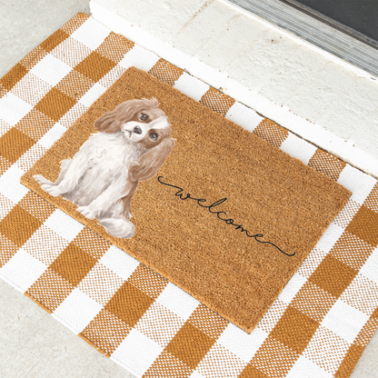 Cavalier King Charles Spaniel Doormat, Cavalier Welcome Mat, Dog Lover Gift, Cavalier Mom Gift, Cute Dog Porch Decor, Front Door Mat