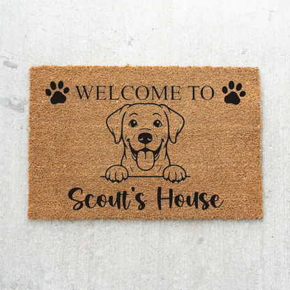 Personalized Labrador Doormat, Custom Lab Welcome Mat, Dog Name Door Mat, Labrador Retriever Gift, Dog Lover Housewarming Front Door Decor