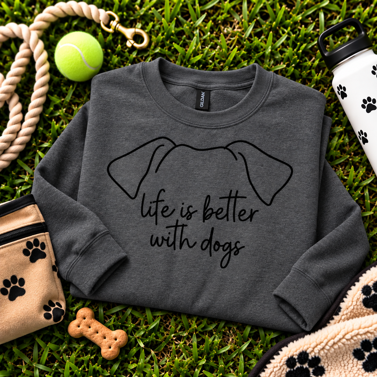 Life Is Better With Dogs Dog Ear Sweatshirt