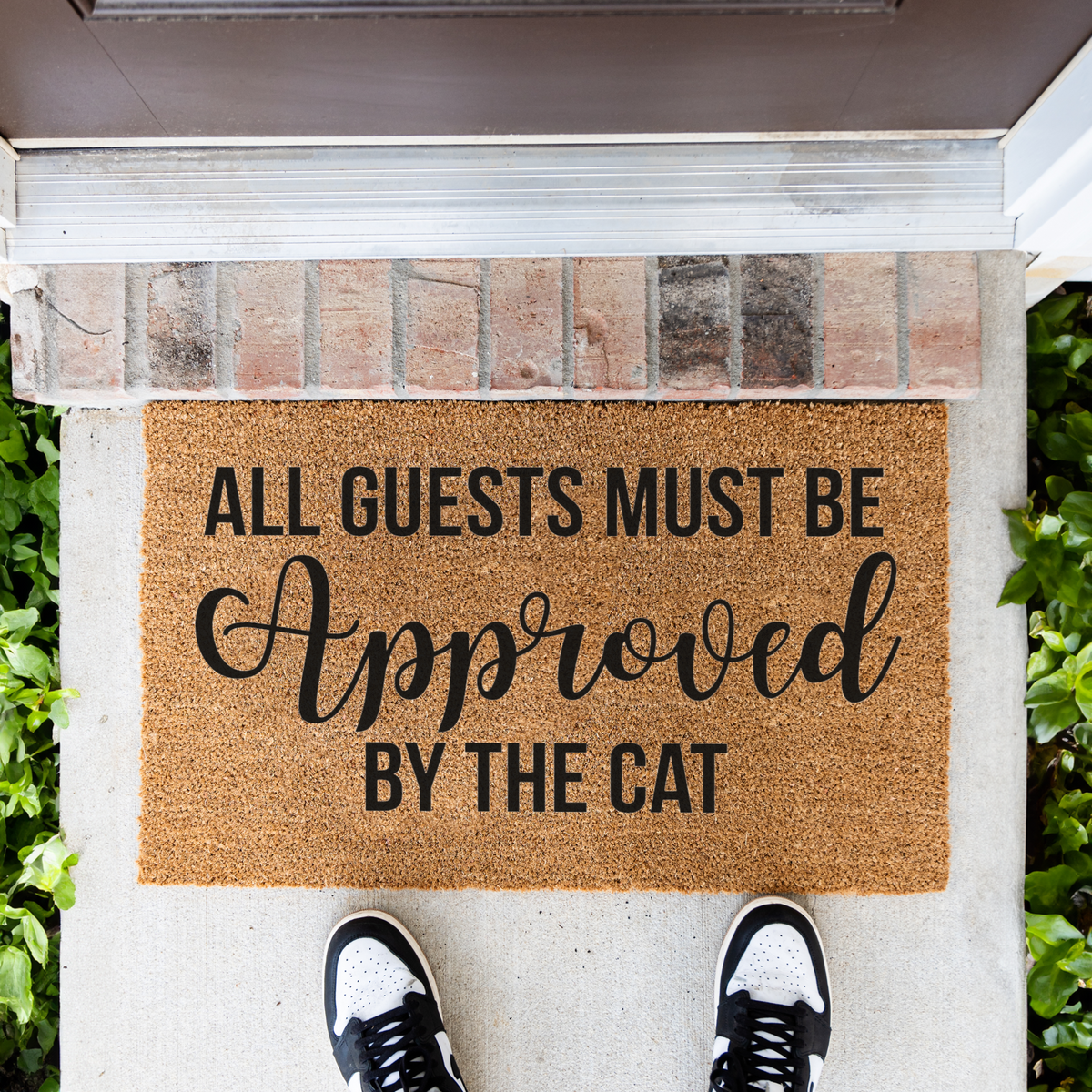 Funny Cat Doormat, All Guests Must Be Approved by the Cat, Cat Lover Welcome Mat, Humorous Front Door Decor, Cat Owner Housewarming Gift