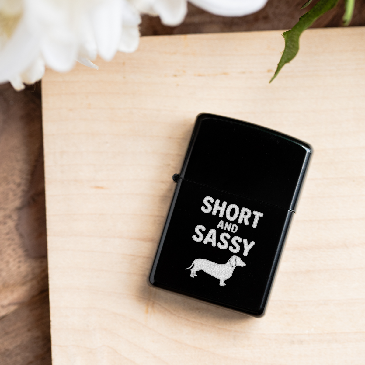 Engraved 'Short and Sassy' Dachshund Lighter