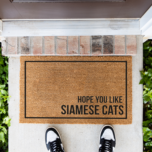 Siamese Cat Doormat, Hope You Like Siamese Cats Welcome Mat, Funny Cat Lover Gift, Cat Owner Door Mat, Housewarming Front Door Decor