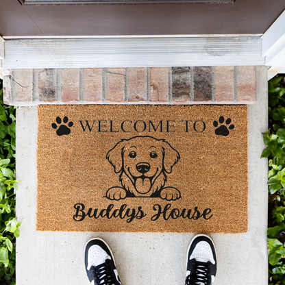 Personalized Dog Doormat, Custom Dog Name Welcome Mat, Welcome to Dogs House, Pet Lover Gift, Dog Owner Housewarming Front Door Decor