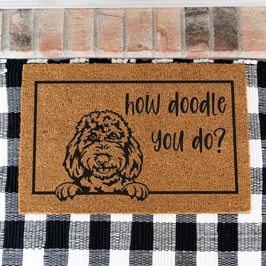 How Doodle You Do Welcome Dog Doormat, Durable Non-Slip Mat, Perfect for Entryways and Porches, Dog Door Mat Funny