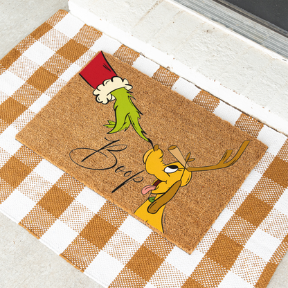 Christmas Doormat, Funny Holiday Welcome Mat, Grinch Inspired Entryway Rug, Indoor Outdoor Decor