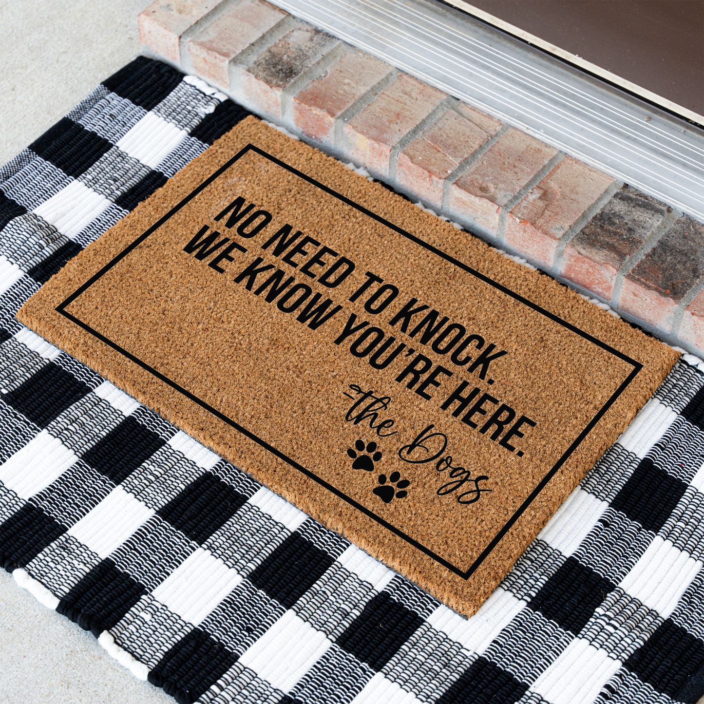 No Need To Knock We Know You're Here -The Dogs Doormat, Funny Dog Welcome Doormat, Funny Dog Mat, Durable Coir Entryway Rug