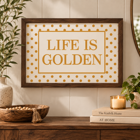 Life Is Golden Framed Golden Retriever Wall Art