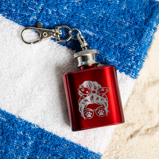 Dog Mom Keychain Flask | Funny Dog Lover Gift | Mini Stainless Steel Flask | Dog Mom Stocking Stuffer | Pet Mom Gift | Dog Lover Accessory