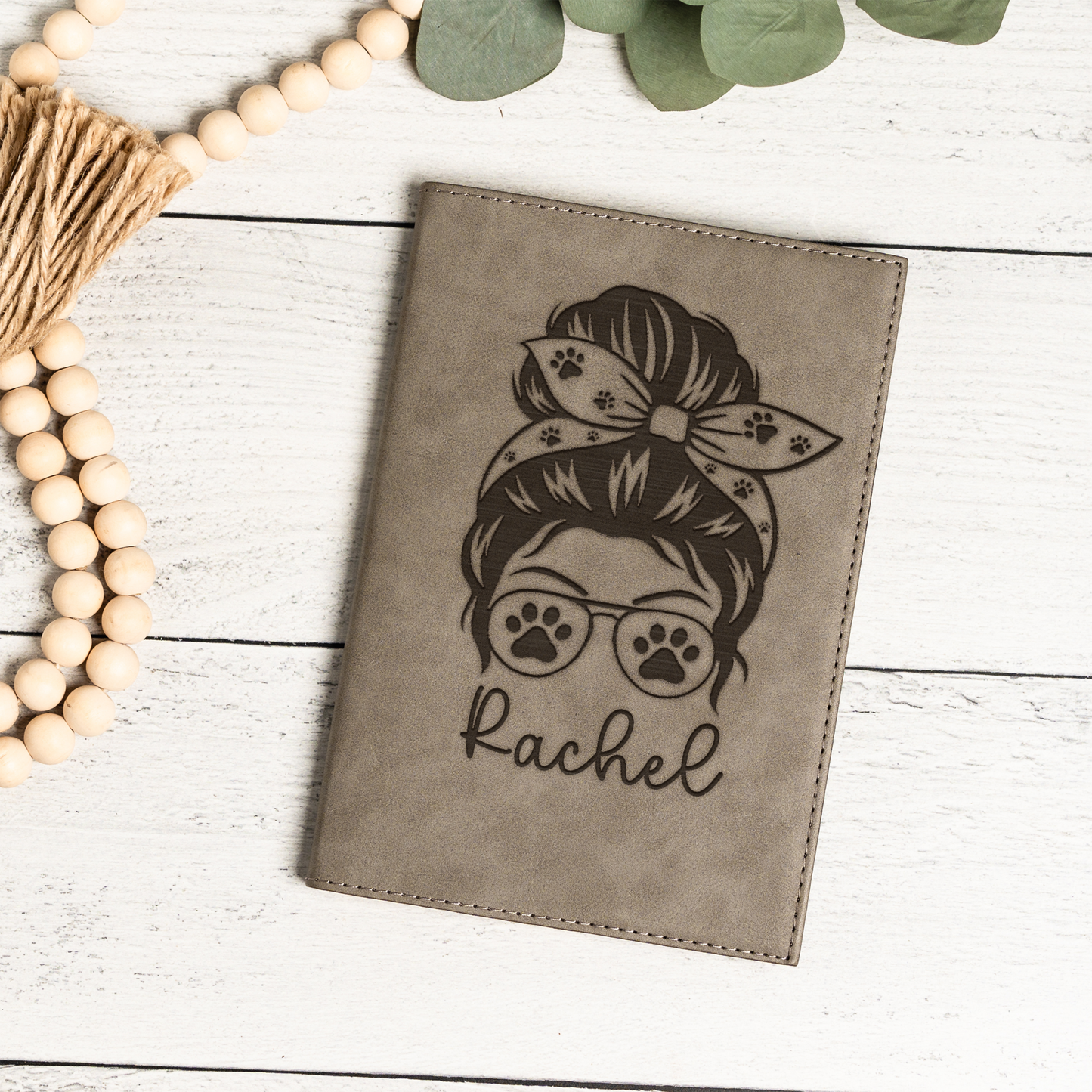 Personalized Dog Mom Leather Journal | Custom Dog Lover Notebook | Personalized Pet Mom Journal | Gift for Dog Moms | Custom Name Writing Journal