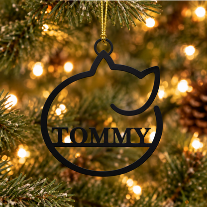 Custom Cat Name Metal Christmas Ornament