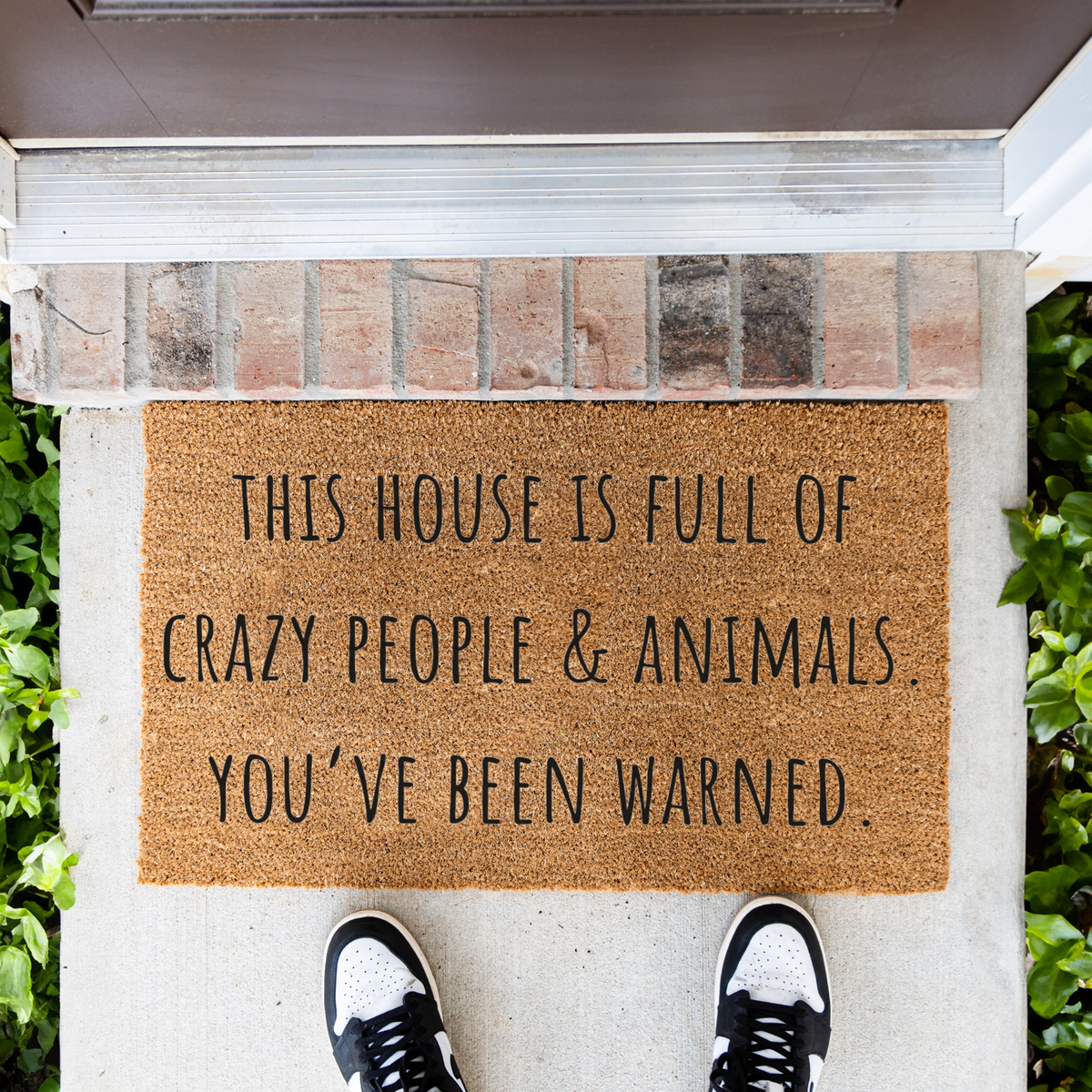 Funny Doormat, This House Is Full of Crazy People and Animals, You've Been Warned Welcome Mat, Pet Lover Gift, Housewarming Door Decor