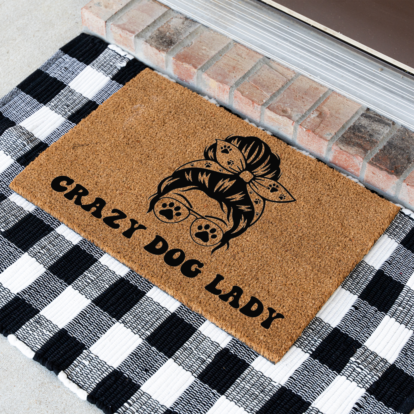Crazy Dog Lady Doormat | Funny Dog Lover Welcome Mat | Dog Mom Front Door Mat | Pet Lover Housewarming Gift | Outdoor Entry Rug