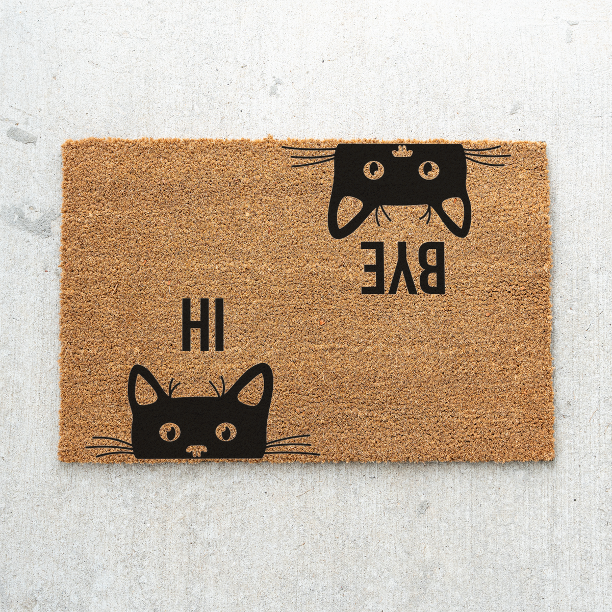 Hi Bye Cat Doormat, Funny Cat Welcome Mat, Black Cat Door Mat, Cat Lover Gift, Cute Cat Entryway Decor, Pet Owner Housewarming Gift