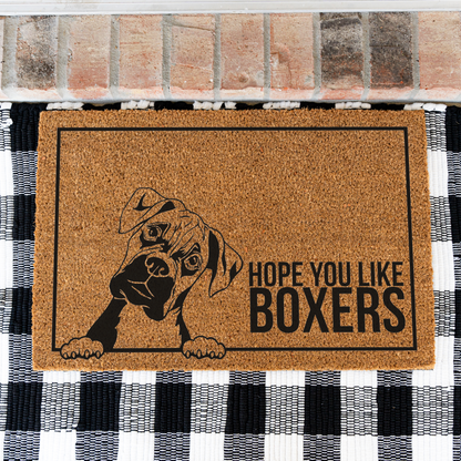 Hope You Like Boxers Funny Dog Doormat, Funny Dog Boxer Doormat, Durable Coir Mat for Entryway, Dog Door Mat