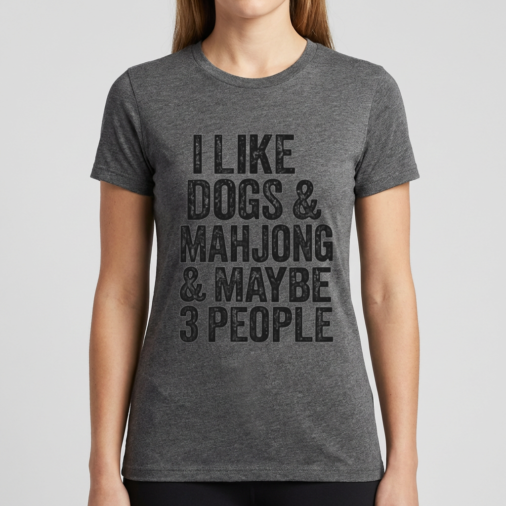 Funny Mahjong Shirt, I Like Dogs and Mahjong T Shirt, Mahjong Lover Gift, Dog Lover Tee, Mah Jong Shirt, Funny Game Night Gift for Women