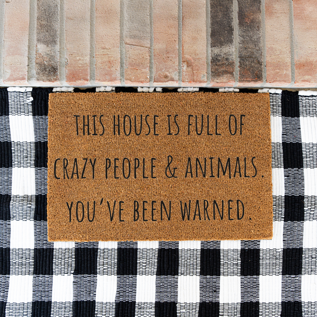 Funny Doormat, This House Is Full of Crazy People and Animals, You've Been Warned Welcome Mat, Pet Lover Gift, Housewarming Door Decor