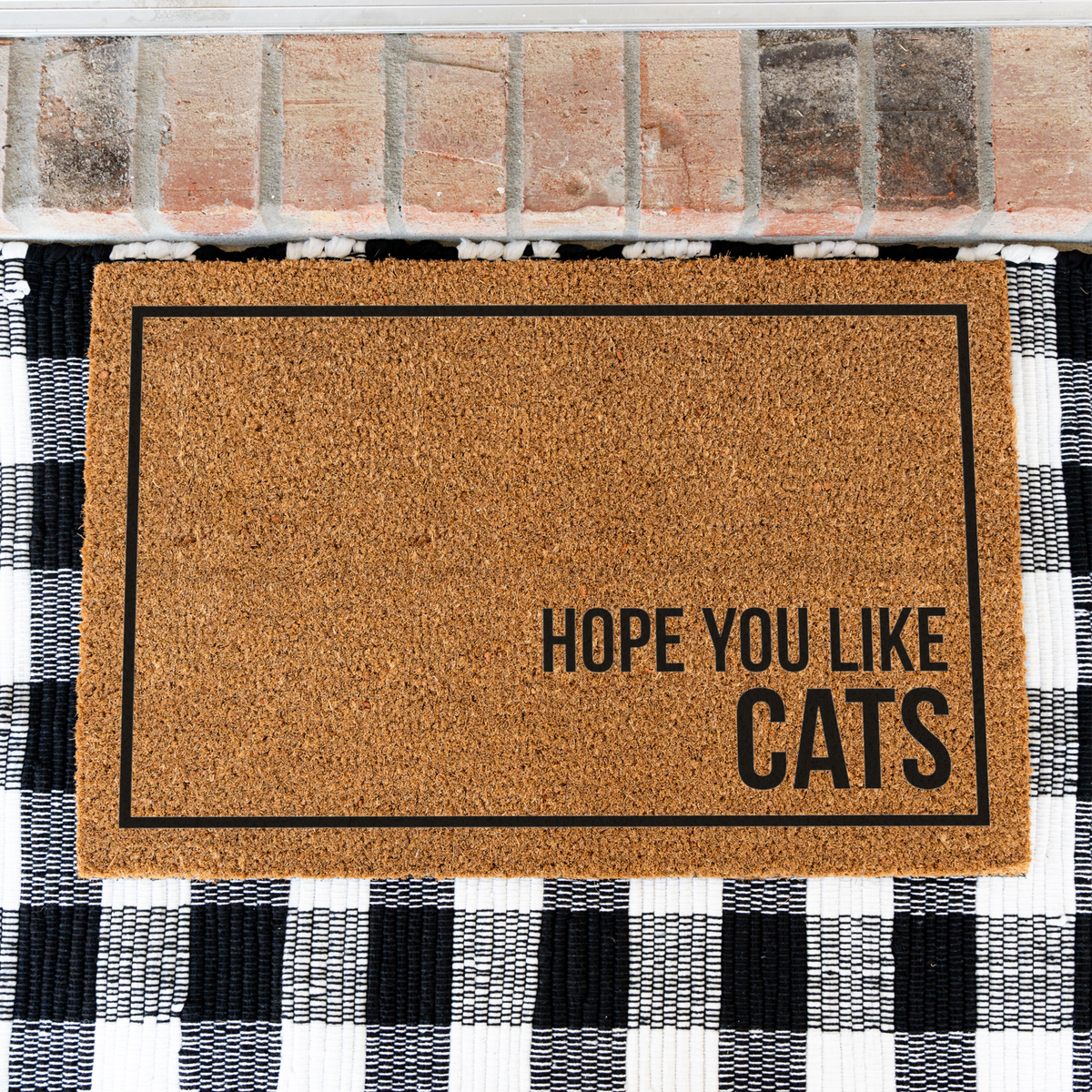 Hope You Like Cats Doormat, Funny Cat Welcome Mat, Cat Lover Gift, Cat Owner Door Mat, Minimalist Housewarming Gift, Front Door Cat Decor