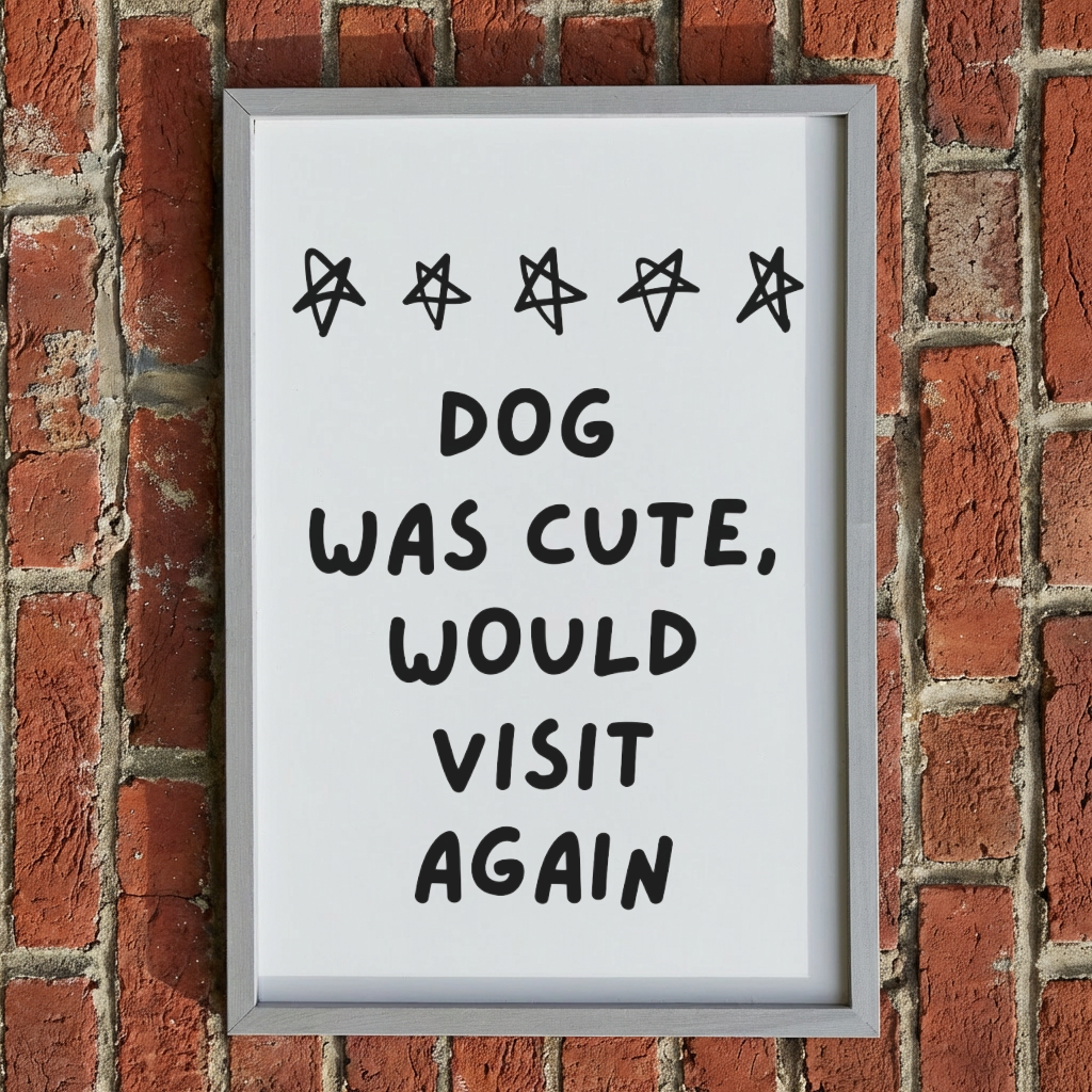 Funny Dog Sign, Dog Was Cute Would Visit Again Sign, 3x2 Ft Wooden Framed Wall Sign, Dog Lover Home Decor, Funny Pet Wall Art