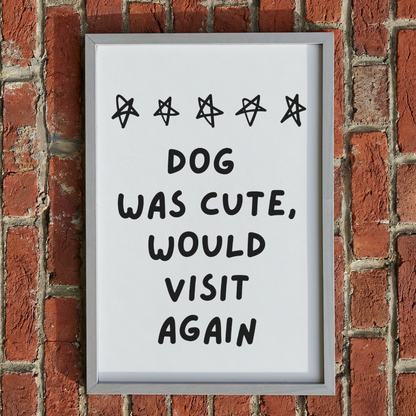 Funny Dog Sign, Dog Was Cute Would Visit Again Sign, 3x2 Ft Wooden Framed Wall Sign, Dog Lover Home Decor, Funny Pet Wall Art