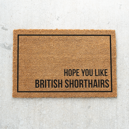 British Shorthair Cat Doormat, Hope You Like British Shorthairs Welcome Mat, Funny Cat Lover Gift, Cat Owner Door Mat, Housewarming Decor