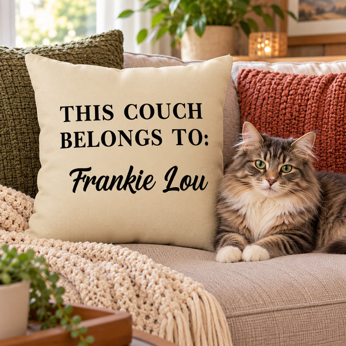 This Couch Belongs To Pet Custom Name Pillow Cover