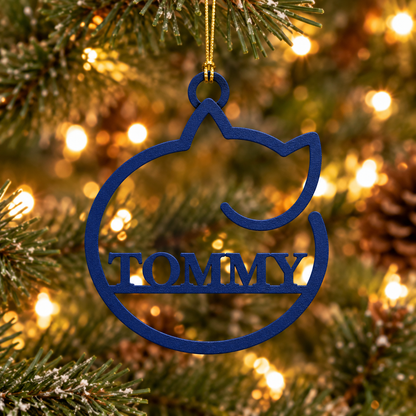 Custom Cat Name Metal Christmas Ornament