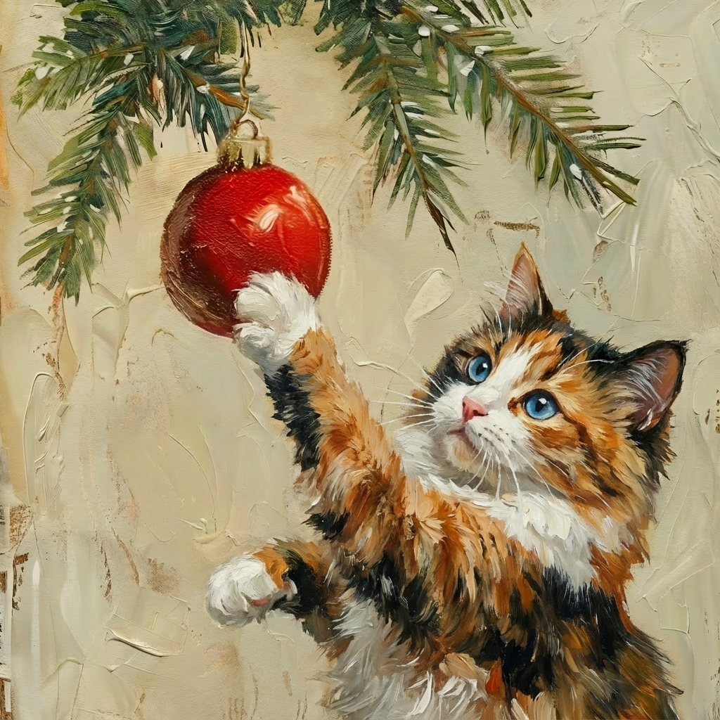 Christmas Cat Framed Wall Art