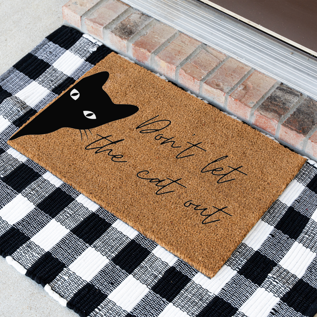 Funny Cat Doormat, Don’t Let the Cat Out Welcome Mat, Black Cat Door Mat, Cat Lover Gift, Funny Front Door Decor, Pet Owner Housewarming