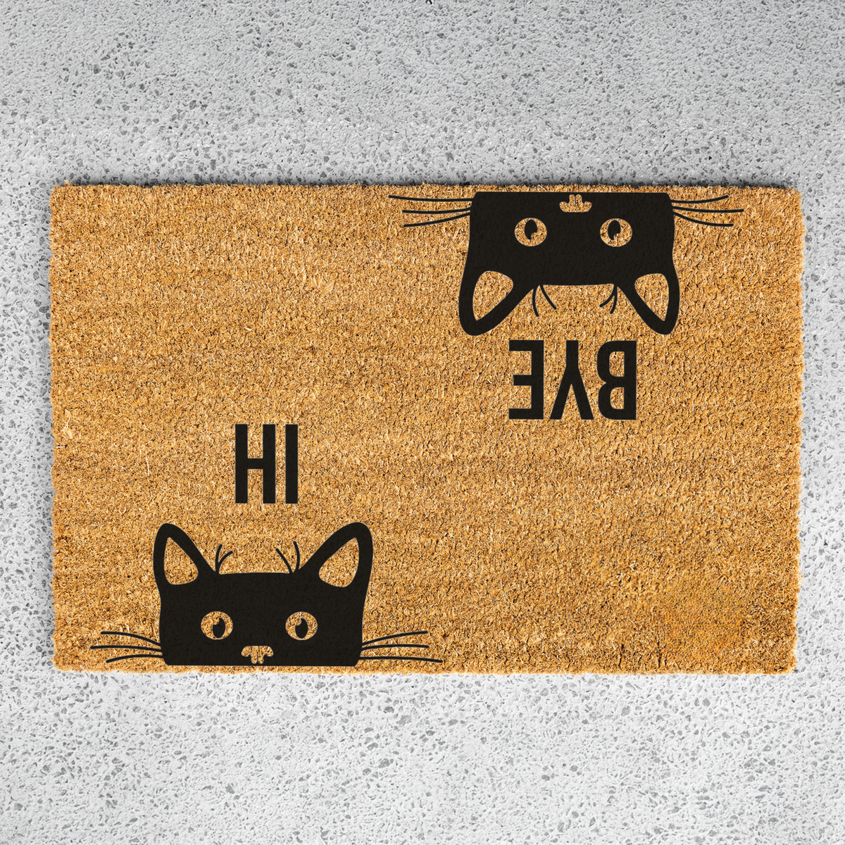 Hi Bye Cat Doormat, Funny Cat Welcome Mat, Black Cat Door Mat, Cat Lover Gift, Cute Cat Entryway Decor, Pet Owner Housewarming Gift