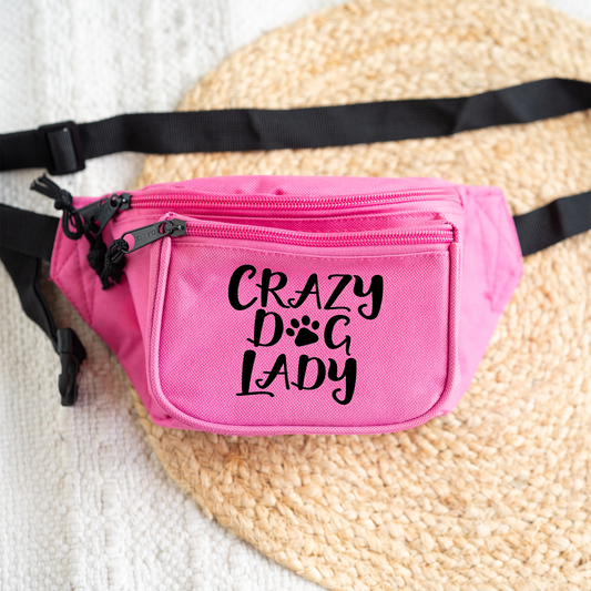 Crazy Dog Lady Fanny Pack | Funny Dog Lover Belt Bag | Hands-Free Crossbody Waist Bag | Dog Mom Gift | Pet Lover Travel Bag