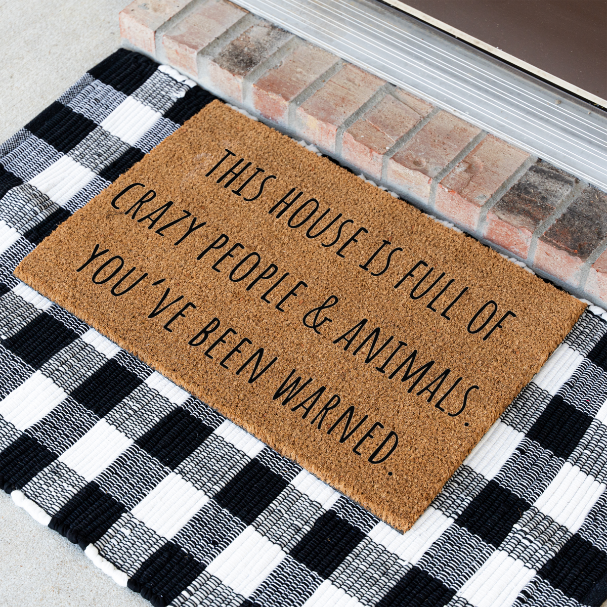 Funny Doormat, This House Is Full of Crazy People and Animals, You've Been Warned Welcome Mat, Pet Lover Gift, Housewarming Door Decor