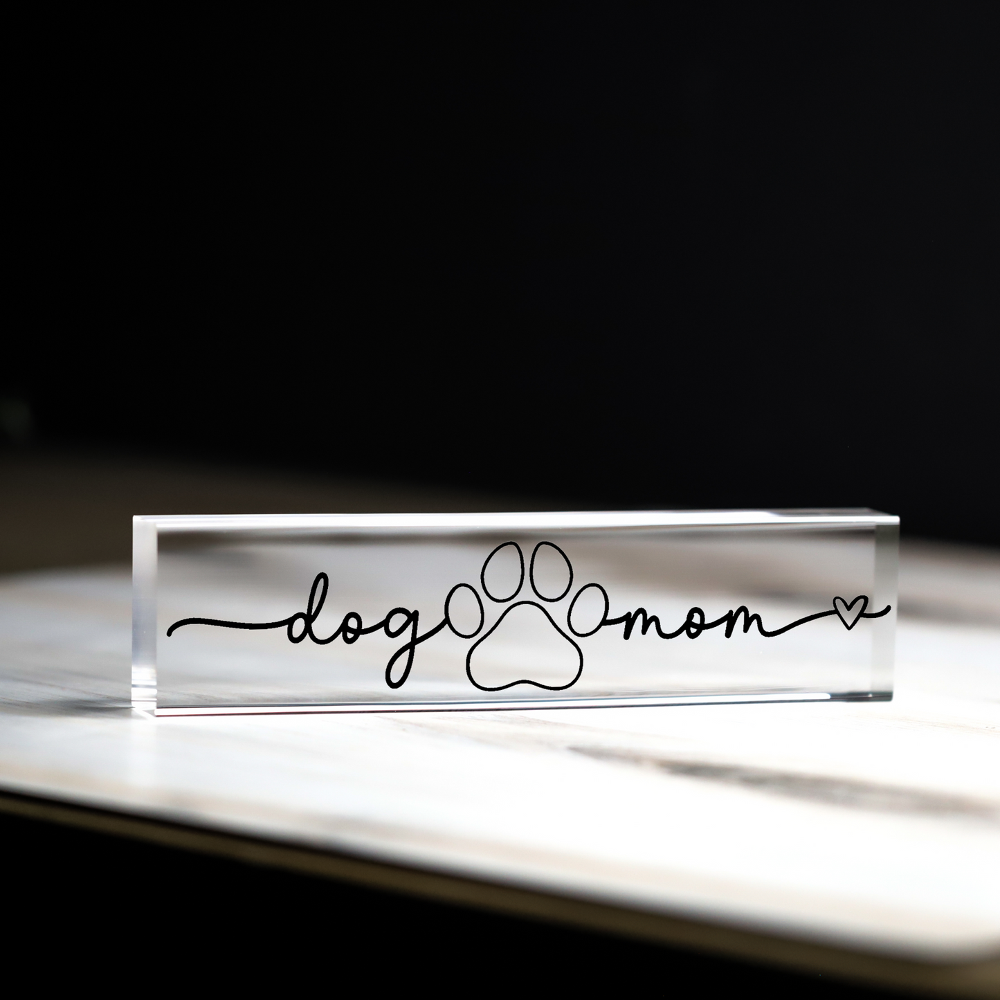 'Dog Mom' Clear Acrylic Desk Wedge
