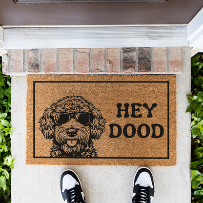 Hey Dood Funny Welcome Dog Doormat, Non-Slip Entrance Rug, Indoor Outdoor Mat, Home Decoration, Funny Dog Gift Decor Doormat